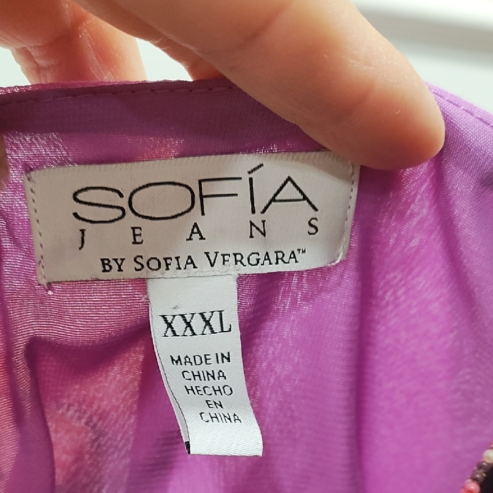 Sofia by Sofia Vergara Purple and Red Leaf Print Blouse - Picture 2 of 9